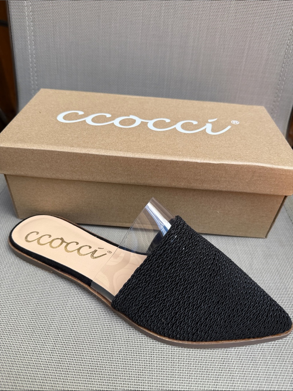 CCOCCI Fiona Braided Pointed Toe Mule Flats Black NIB Size 10